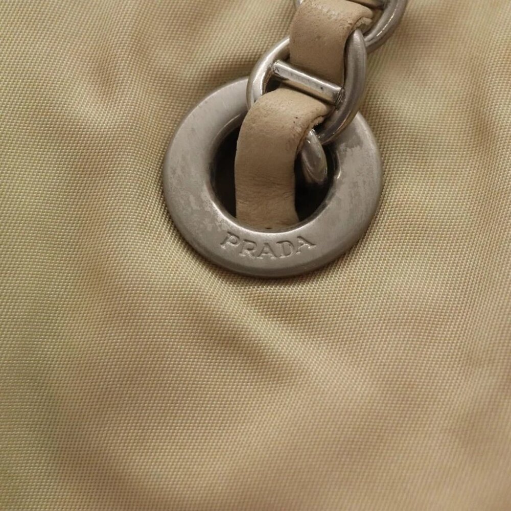 PRADA Chain Shoulder Bag Nylon Beige Auth BD1635 - Picture 10 of 14